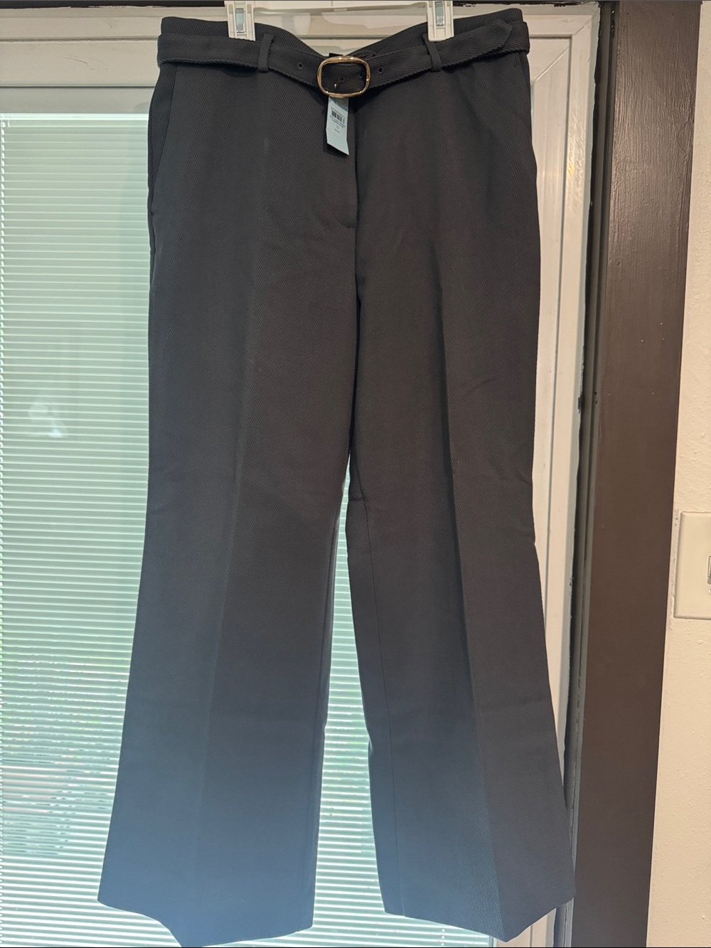 Classic Grey Wide-Leg Dress Pants with Belt